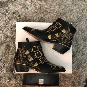Chloe Susanna Studded Leather Ankle Boots